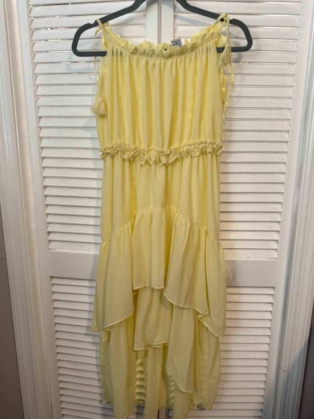 Dainty Soft Girl Ruffled Chiffon Coquette high low Womens Yellow dress Size M